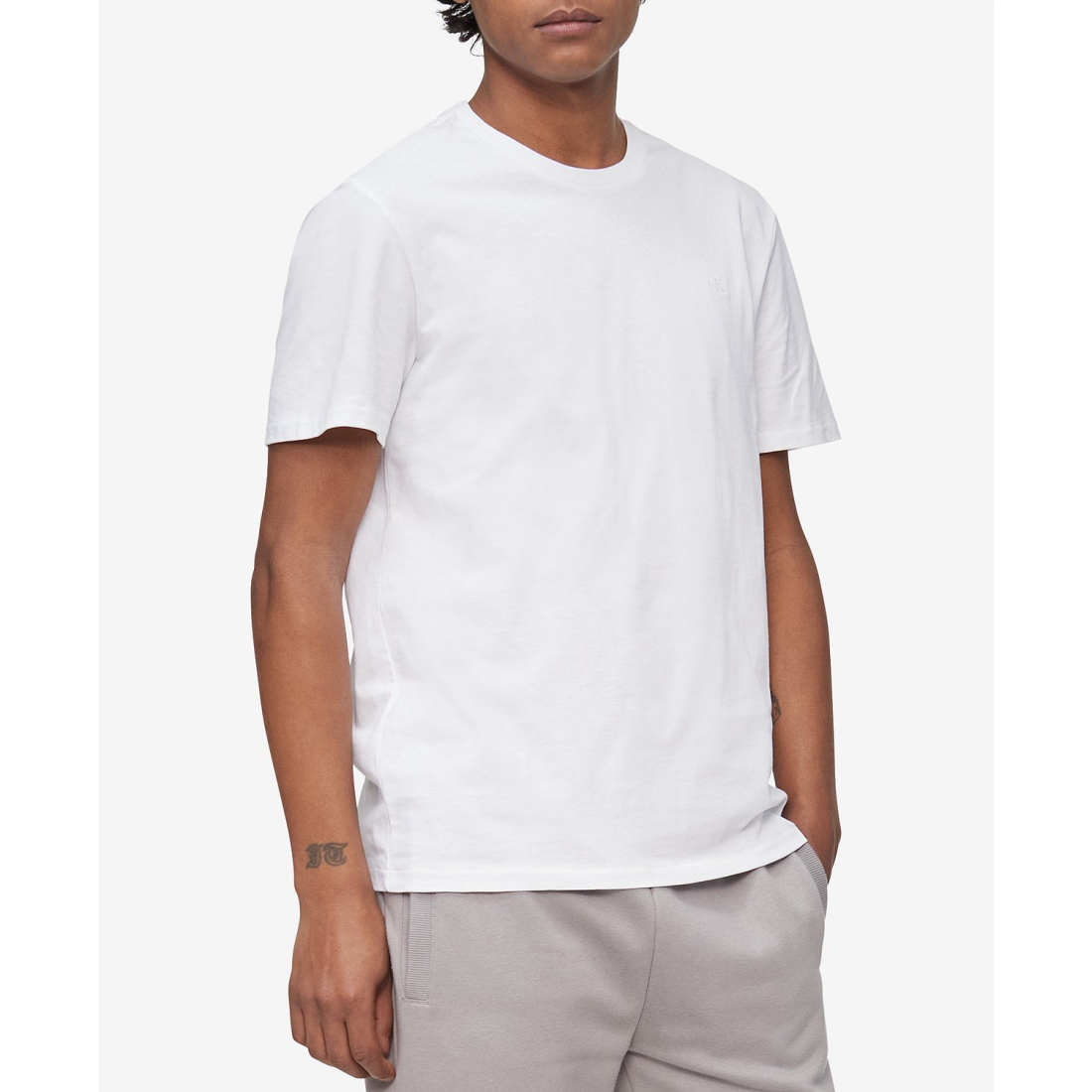 'Smooth Cotton Solid Crewneck T-Shirt' pour Hommes