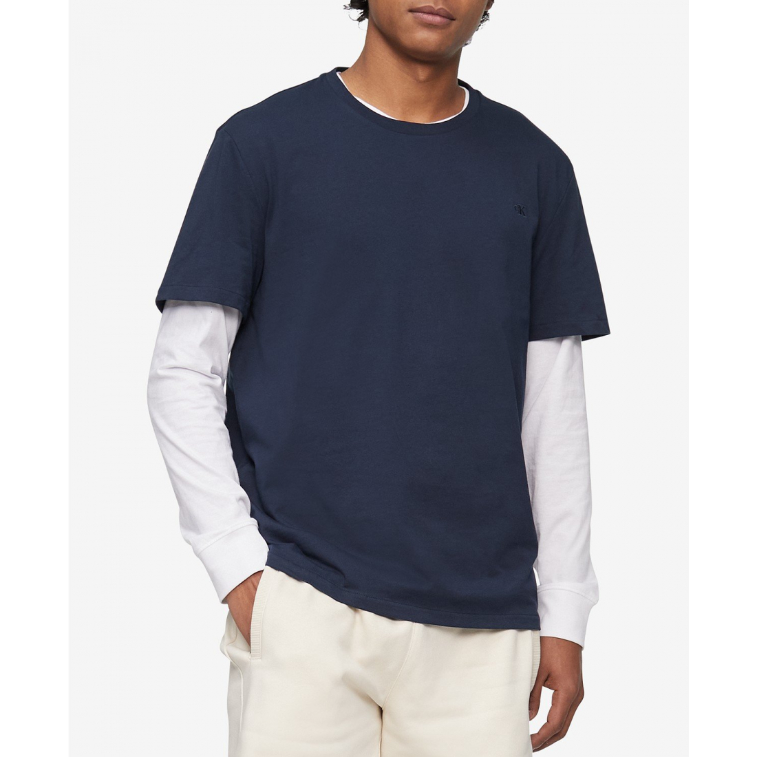 'Smooth Cotton Solid Crewneck T-Shirt' pour Hommes