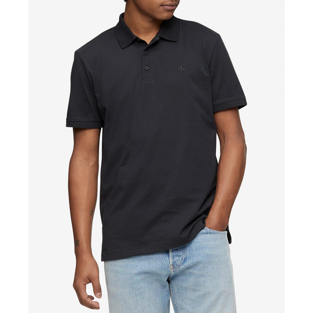 'Regular-Fit Smooth Cotton Monogram Logo Polo Shirt' pour Hommes