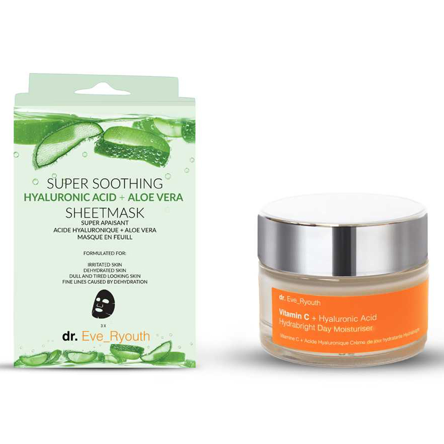 Crème de jour, Masque en feuille 'Hyaluronic Acid Aloe Vera + Vitamin C & Hyaluronic Acid' - 2 Pièces