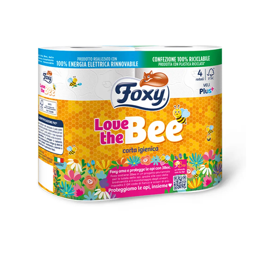 'Love The Bee 3-Ply' Toilet Paper - 4 Pieces