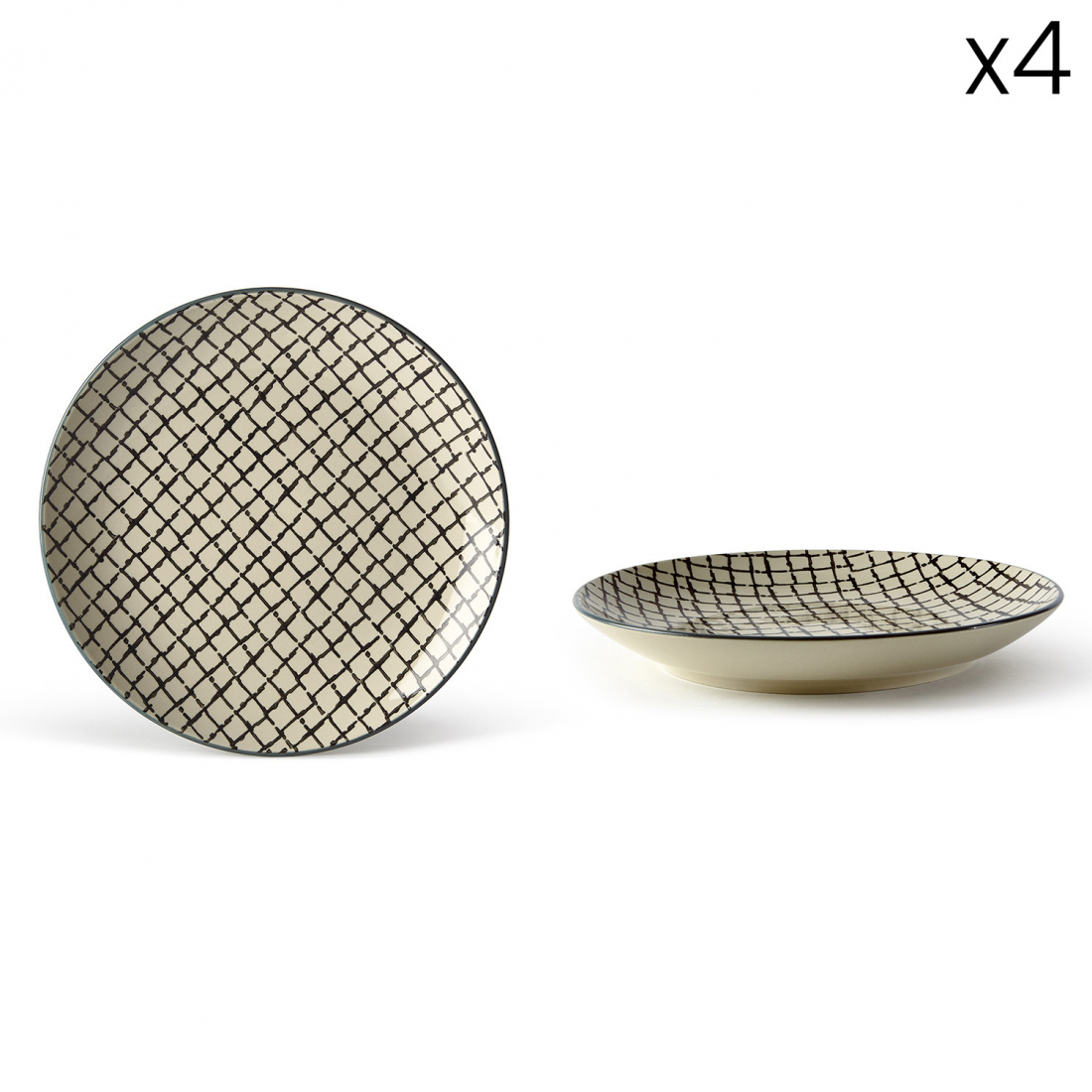 Set 4 Flat Plate In Stoneware Ø 25 X H 3.5 cm