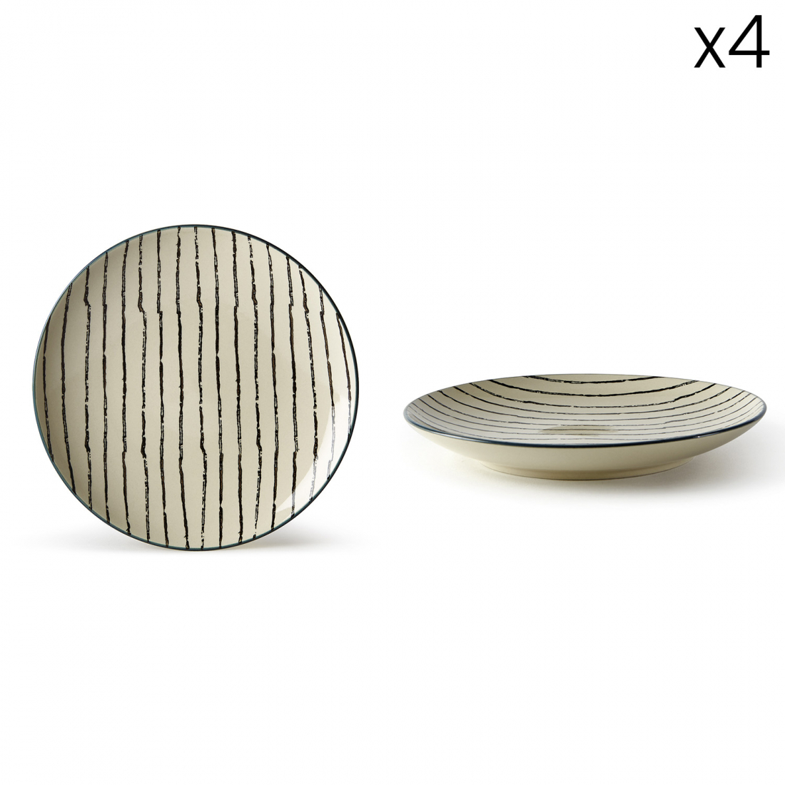 Set 4 Stoneware Dessert Plates Ø 20,5 X H 2,5 cm