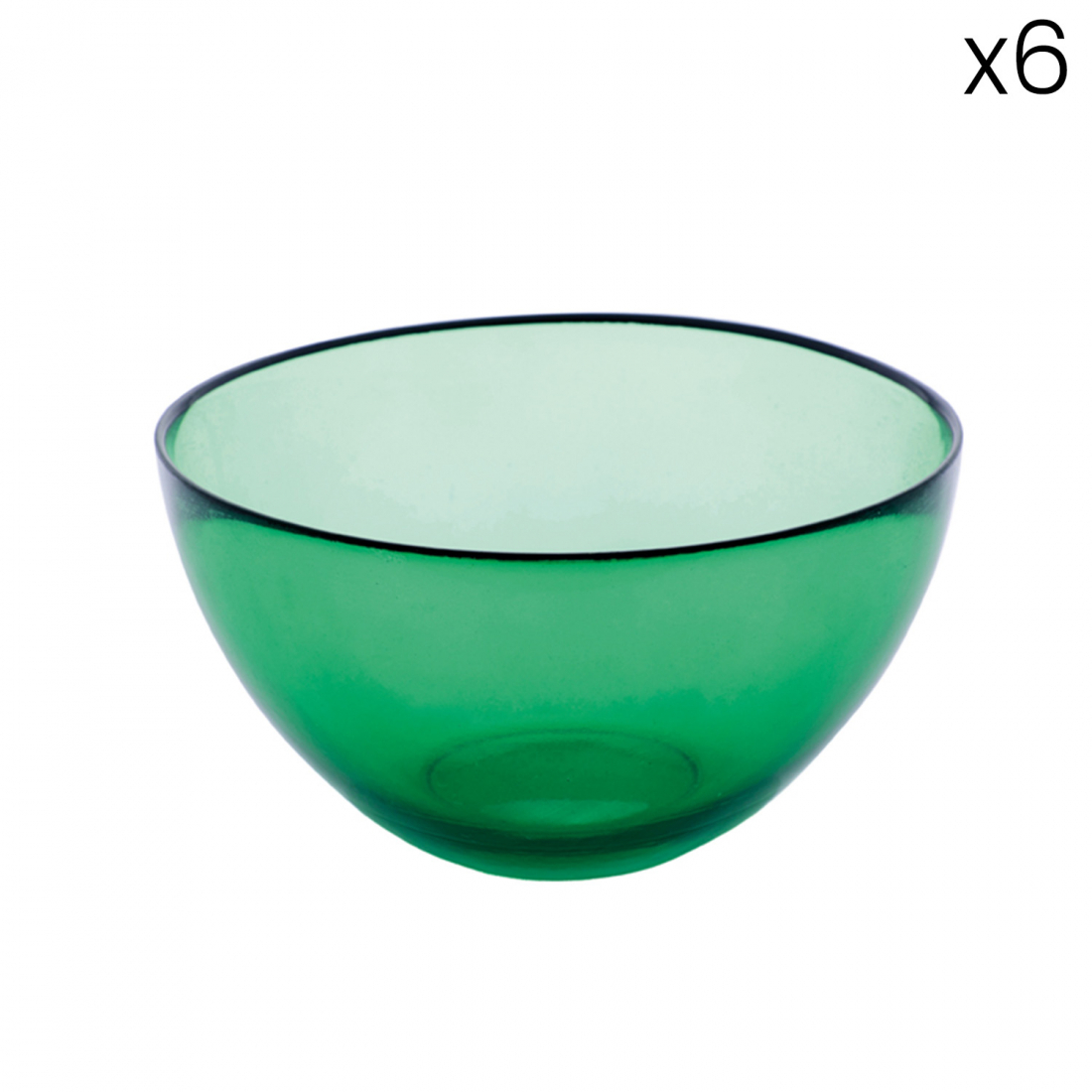 6 Glass Bowls Ø 14 cm - Green