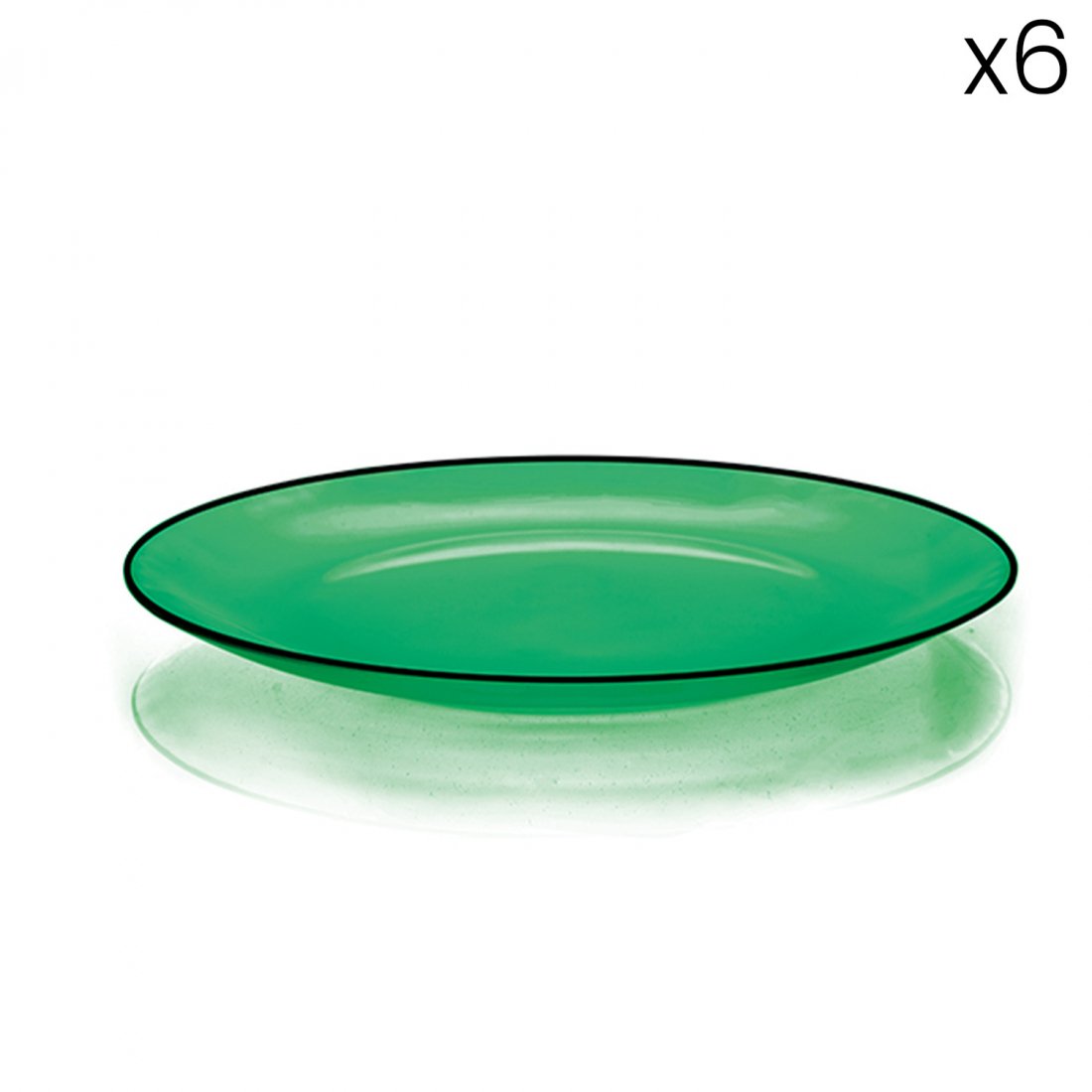 6 Glass Dessert Plates - Green