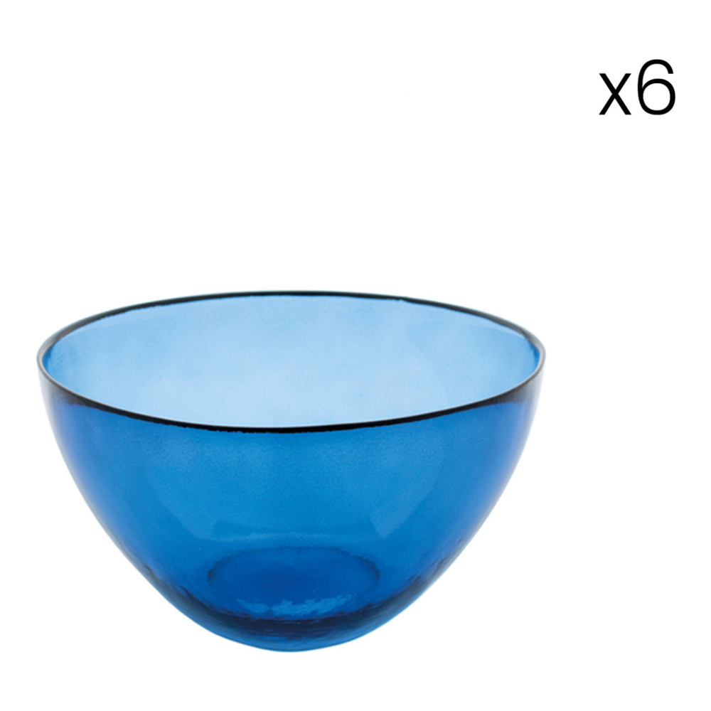 6 Glass Pinzimonio Bowls Ø 9 cm - Blue