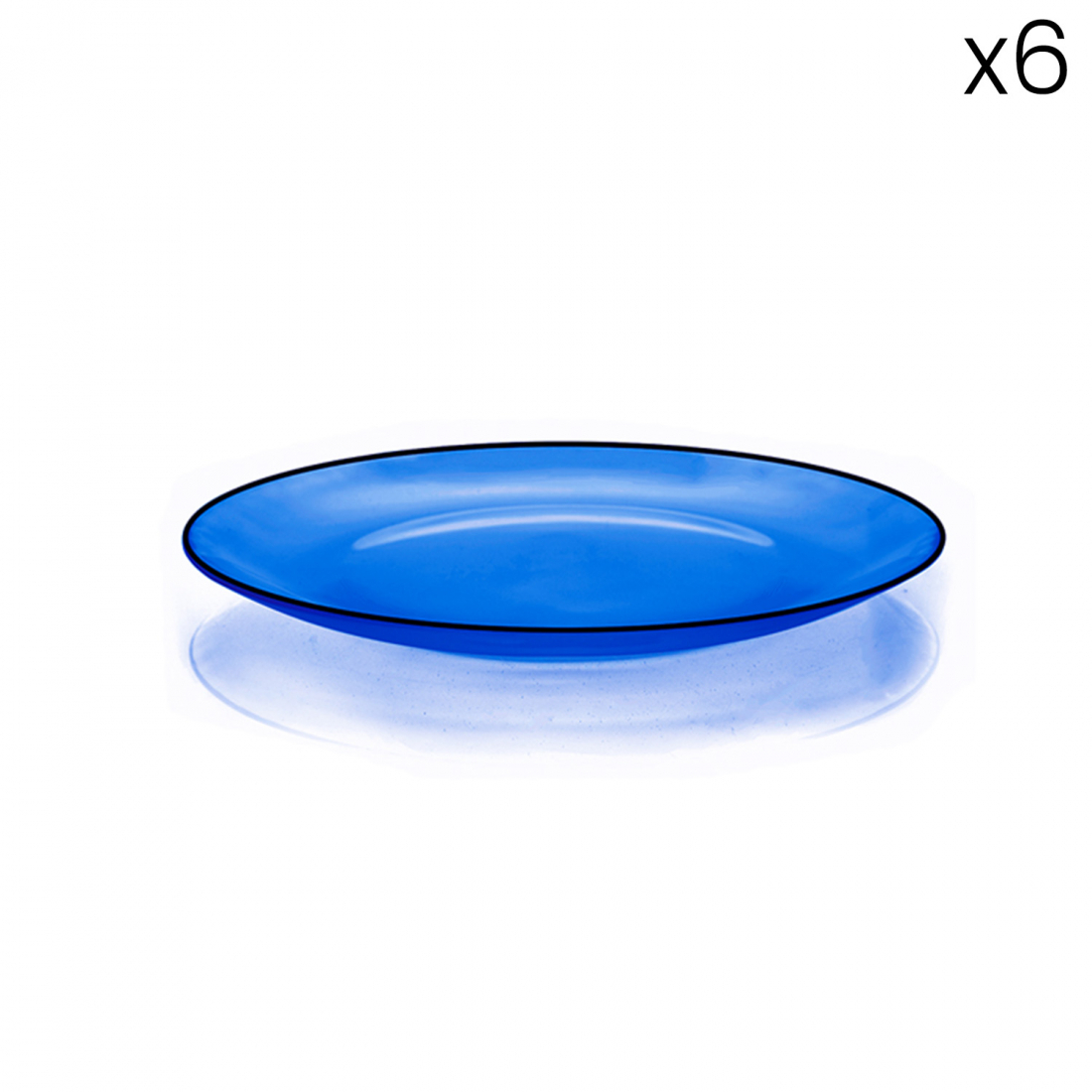 6 Glass Dessert Plates - Blue