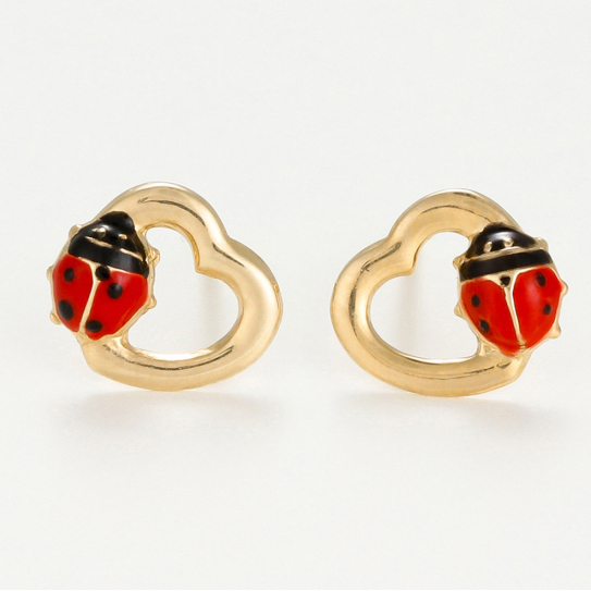 Boucles d'oreilles 'Coccinelle Amoureuse' pour Filles