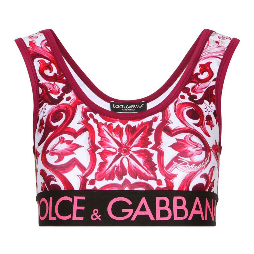 'Majolica-Print' Crop Top für Damen