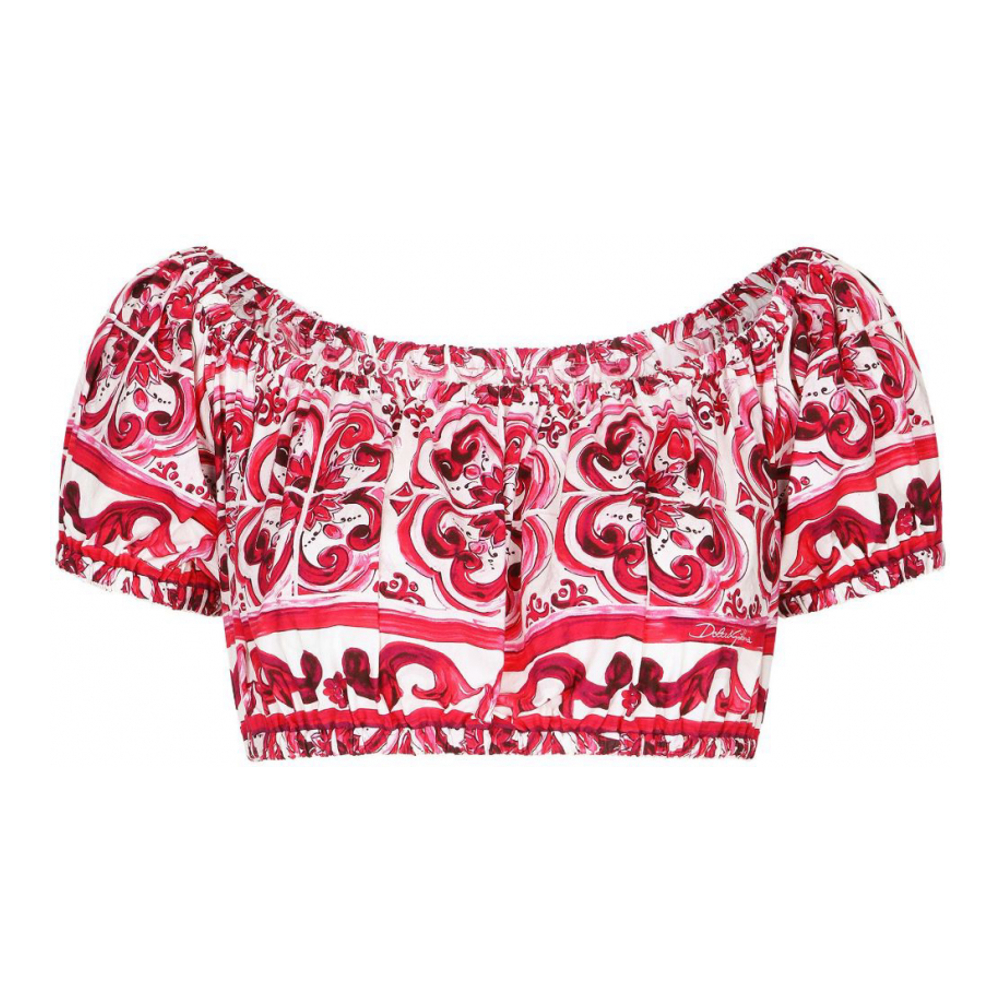 Crop Top 'Majolica-Print' pour Femmes