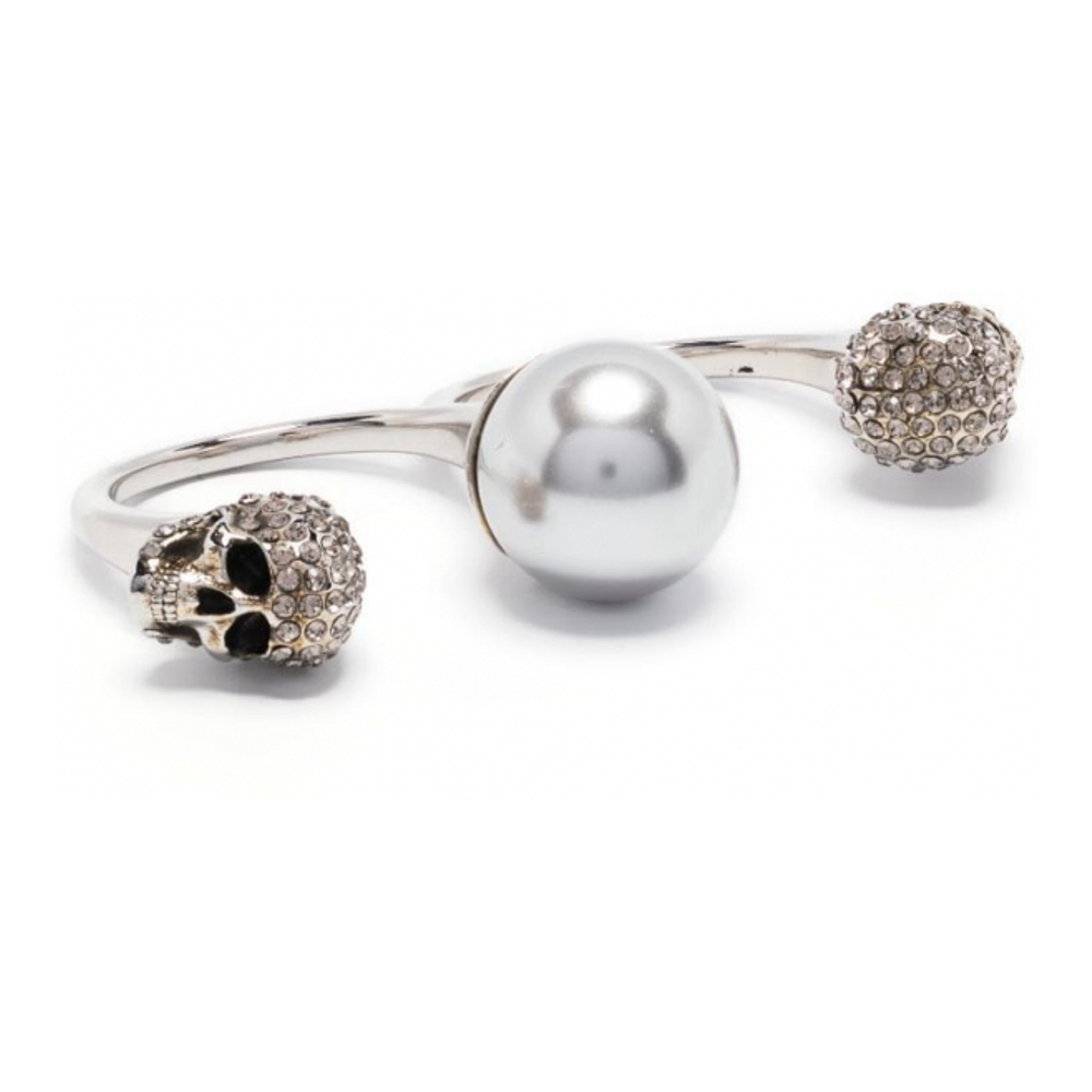 Bague 'Pearl Skull Double' pour Femmes