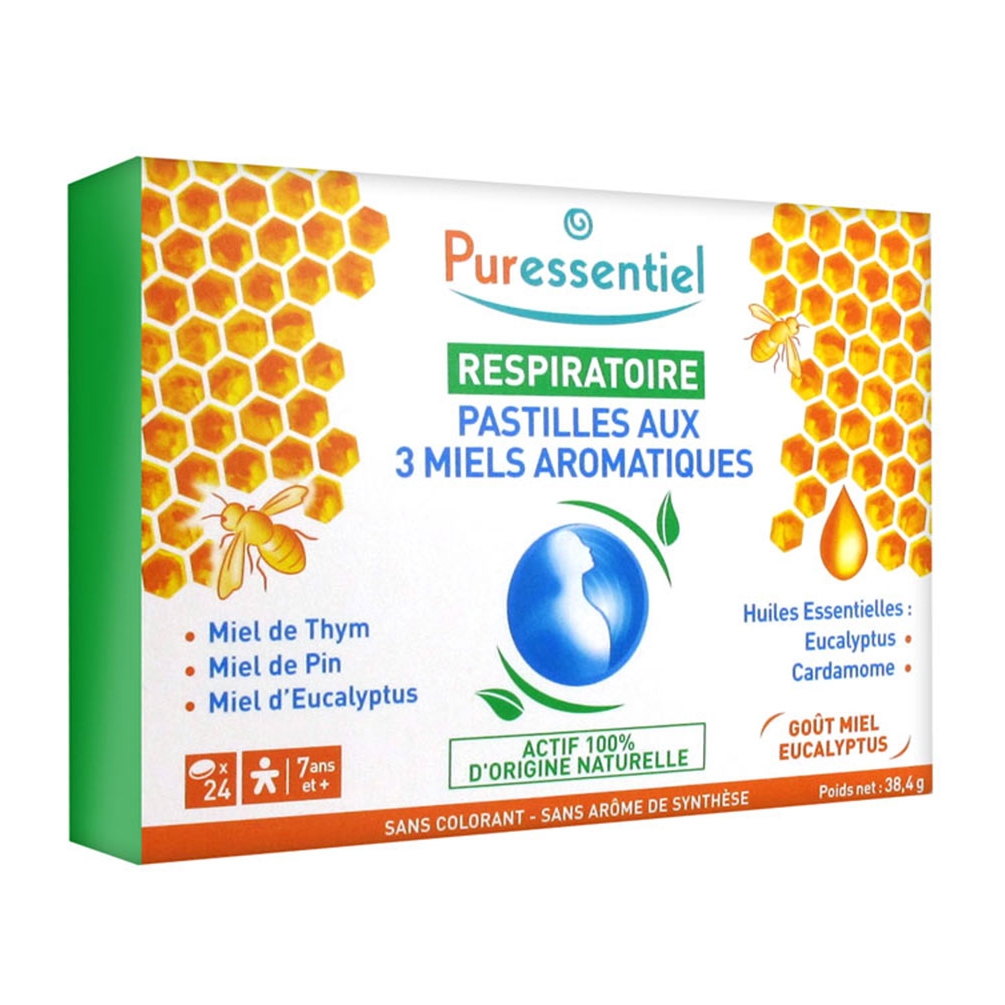 Puressentiel - Pastilles Respiratoire aux 3 miels aromatiques - 24 Pastilles