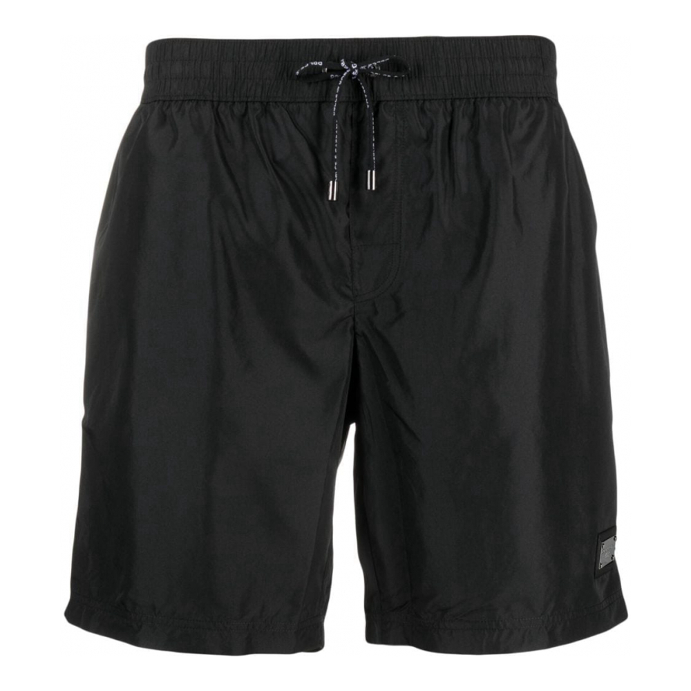 'Logo Plaque Drawstring' Badeshorts für Herren