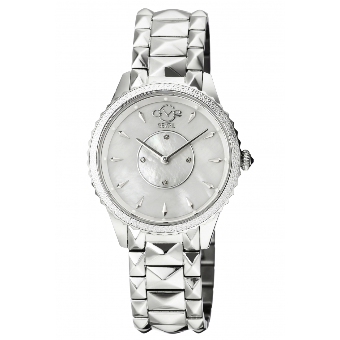 GV2 Siena Women's White Mop Dial Stainless Steel Watch