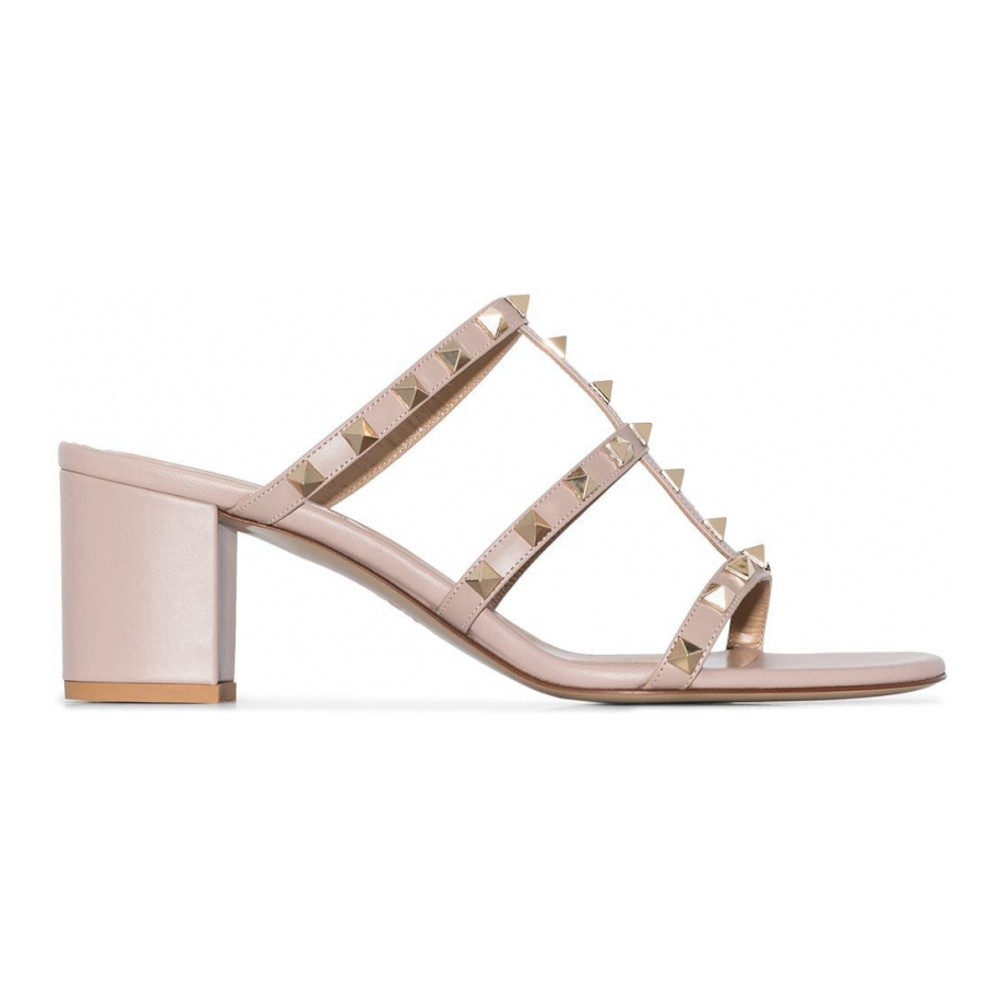 Women's 'Rockstud Strappy Block' High Heel Mules