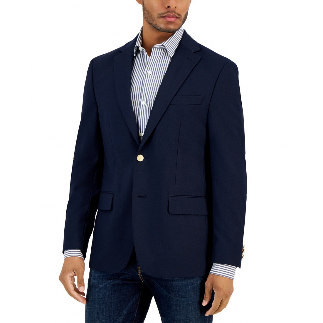 Men's Modern-Fit Solid Navy Blazer