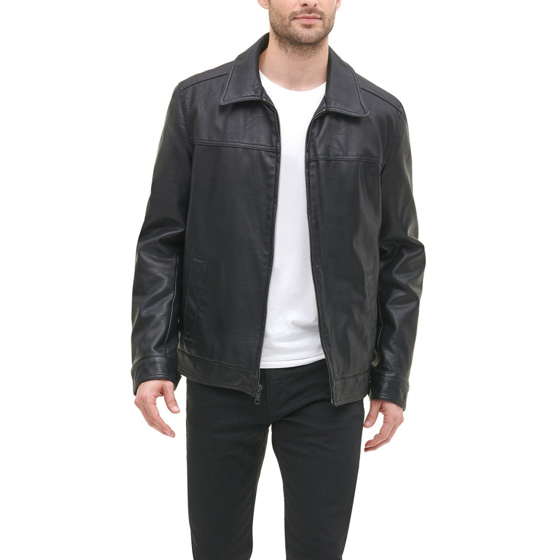 'Faux Leather Laydown Collar Jacket' für Herren