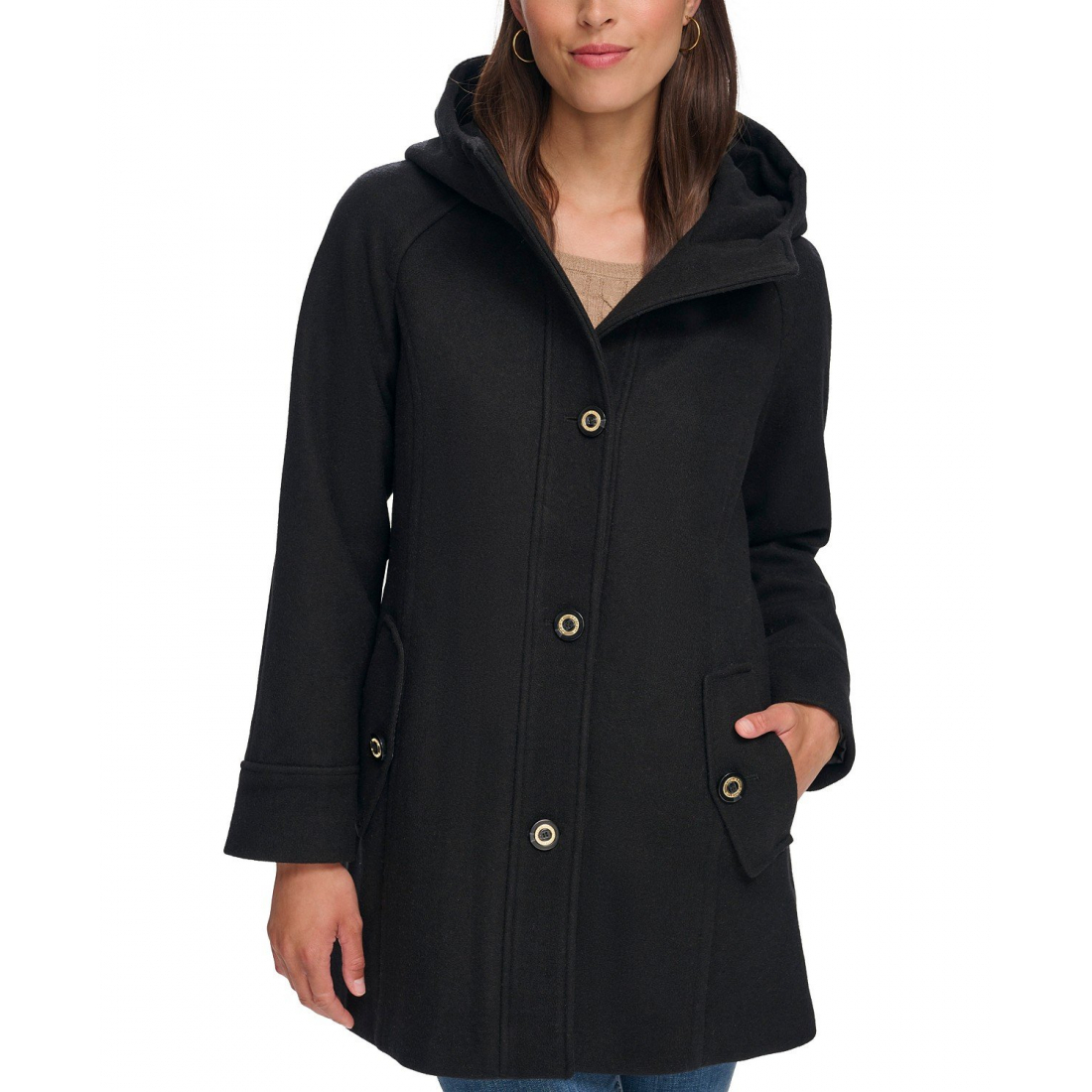 Women's 'Hooded Button-Front' Coat