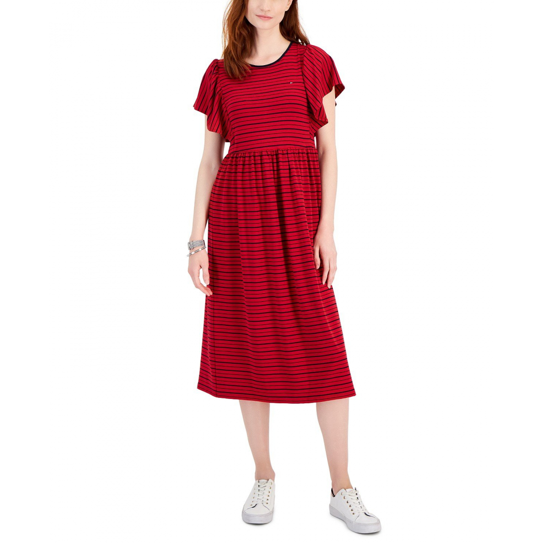 Robe Midi 'Flutter-Sleeve' pour Femmes