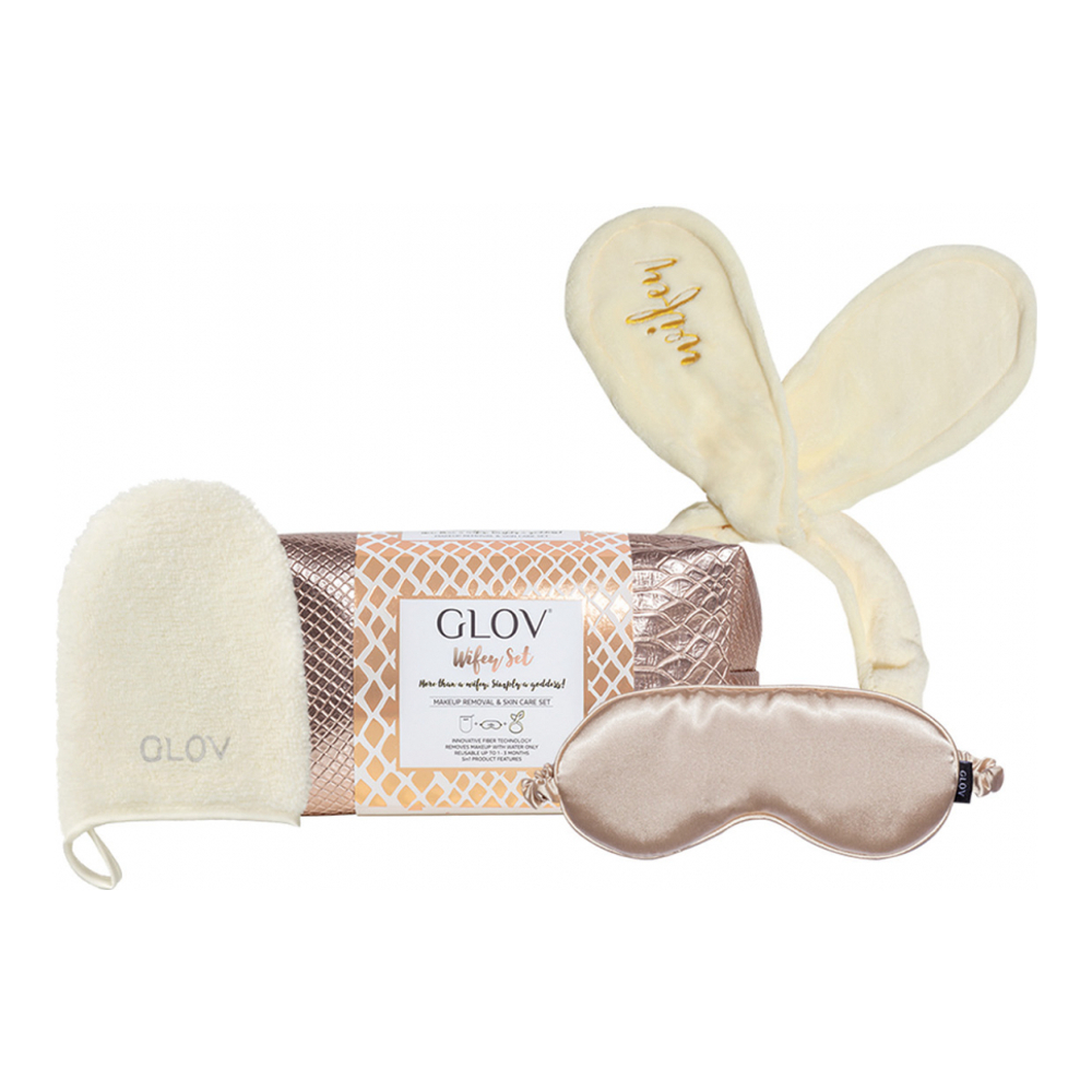 Wifey Set | Gant De Démaquillage Avec Un Masque De Sommeil En Satin Et Un Bandeau Maquillage Cheveux 2-En-1