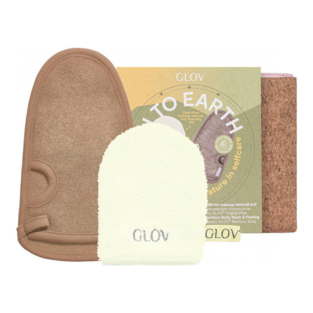 Down To Earth Set | Water-Only Makeup Removing And Skin Cleansing Mitt With Skin Smoothing Body Exfoliating Mitt