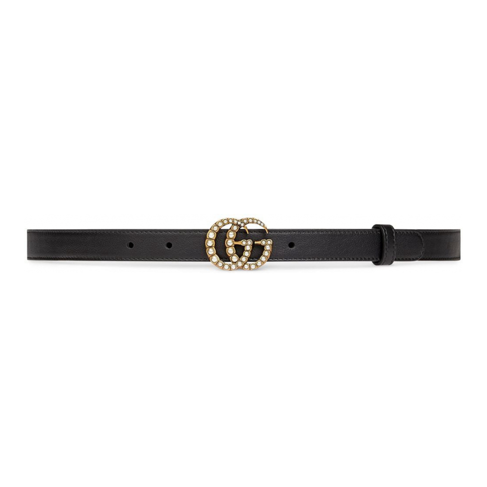 Women's 'Double G Pearl Embellished Buckle' Belt