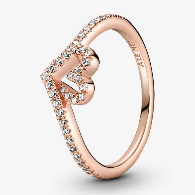 Bague 'Sparkling Wishbone Heart' pour Femmes