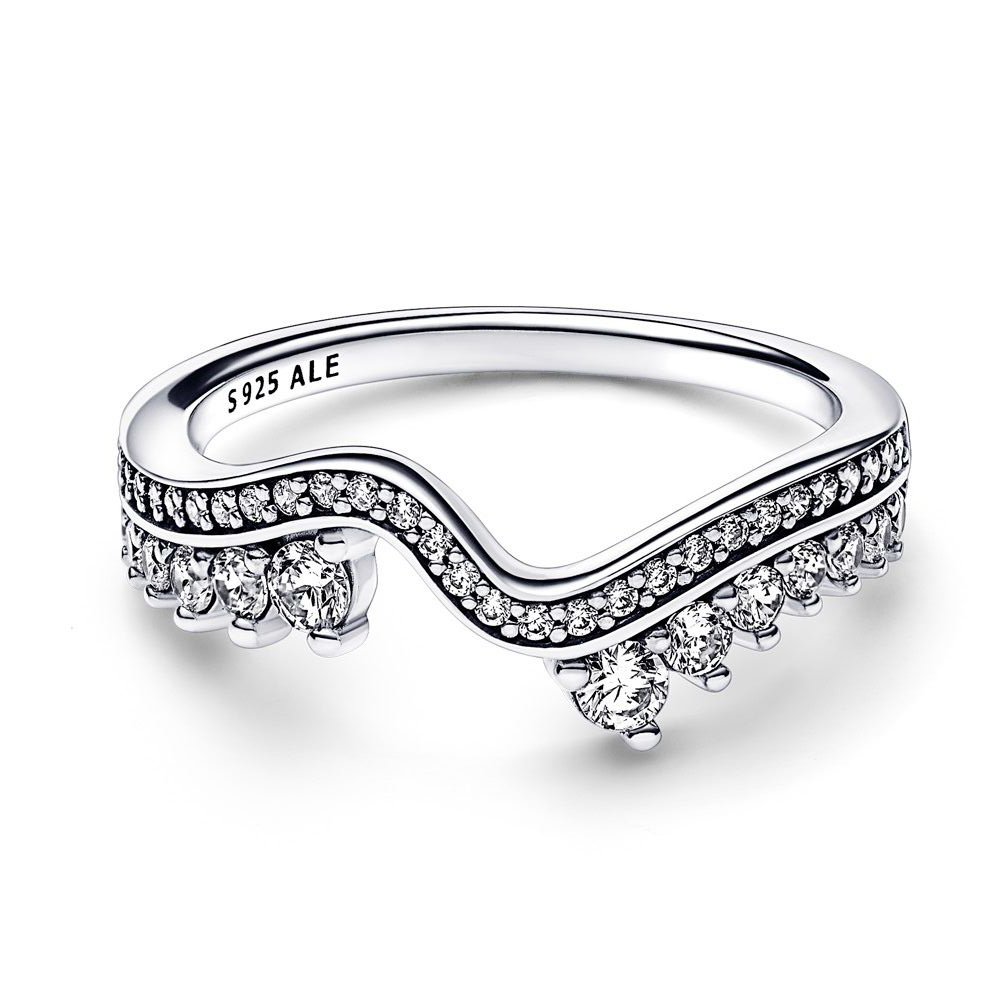 Women's 'Sparkling Asymmetric Wave' Ring