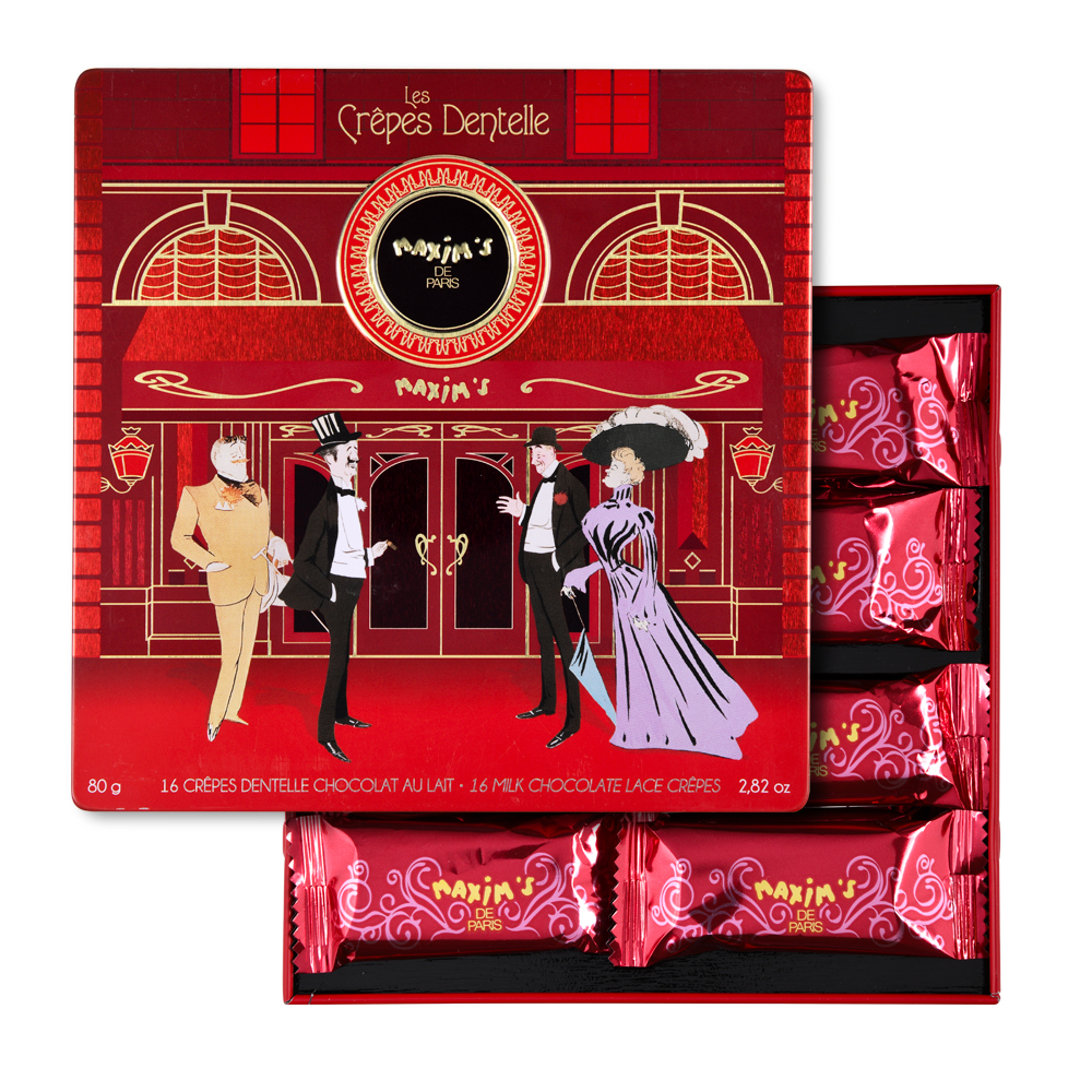 Coffret métal 16 crêpes dentelle chocolat au lait