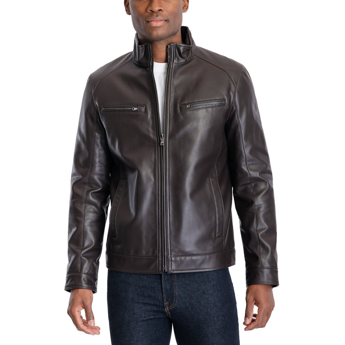 Men's 'Perforated' Biker Jacket