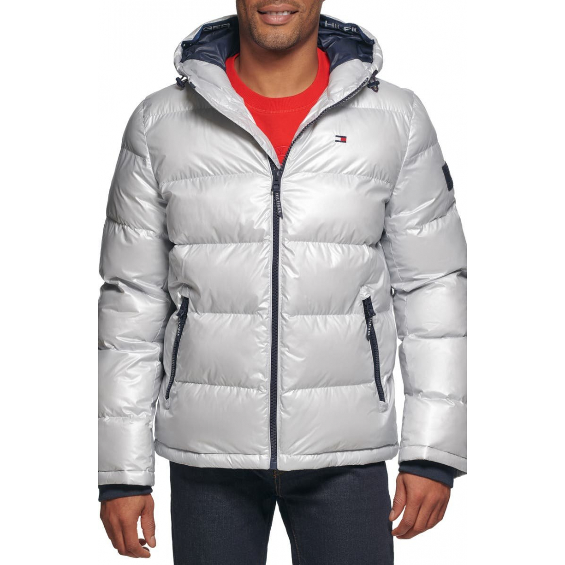 Quilted Puffer Hooded Mid Length Jacket pour Hommes