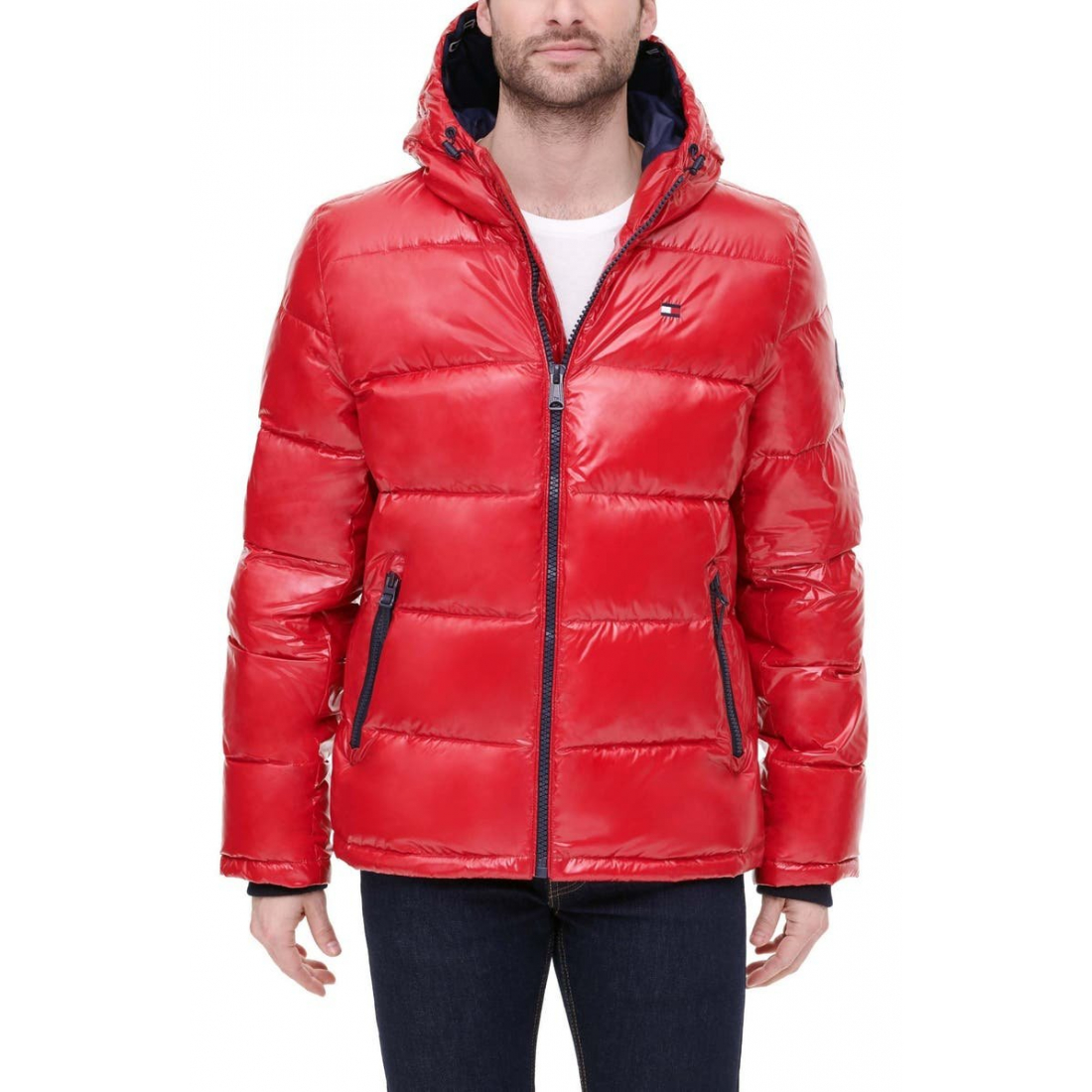 Quilted Puffer Hooded Mid Length Jacket pour Hommes