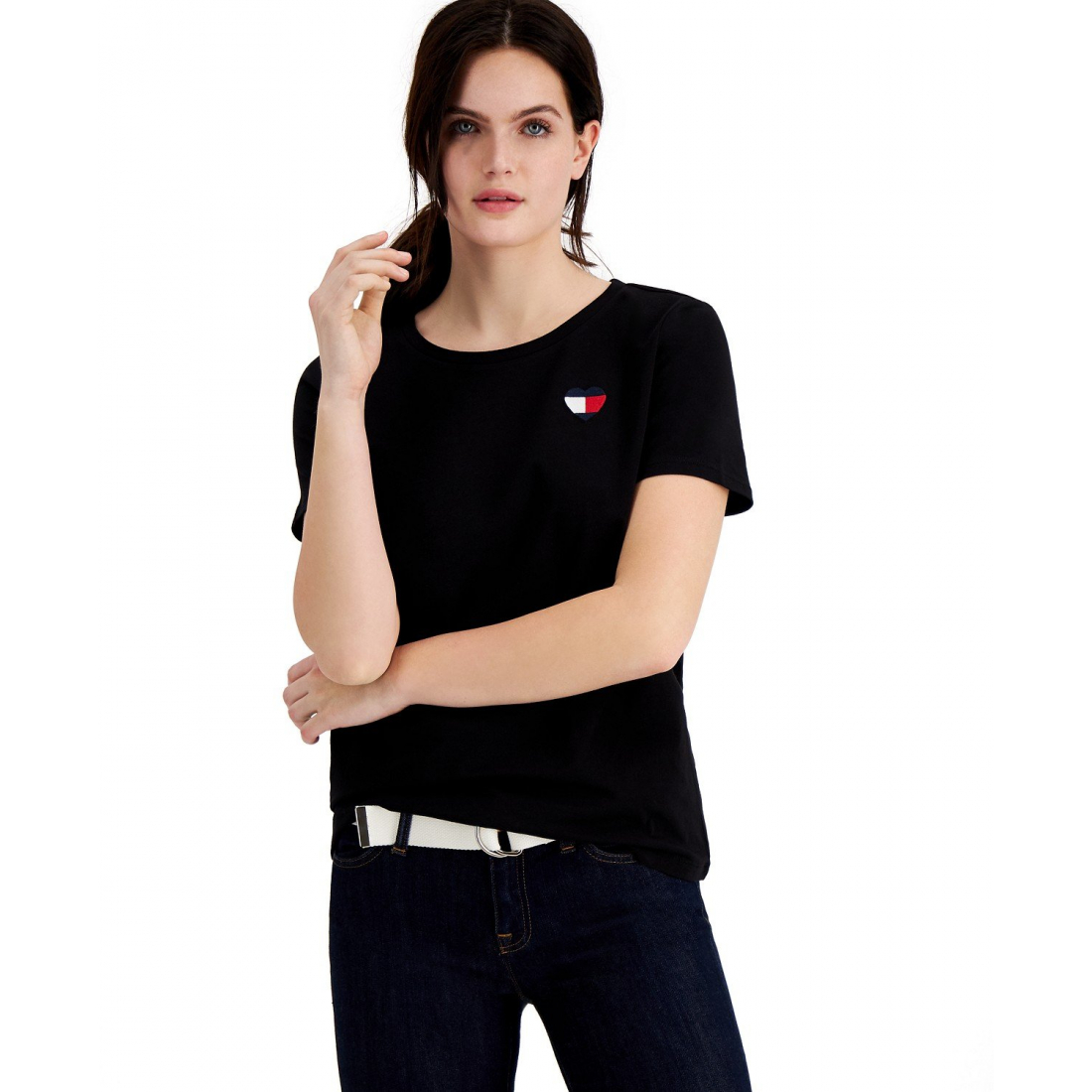 'Embroidered Heart-Logo T-Shirt' für Damen