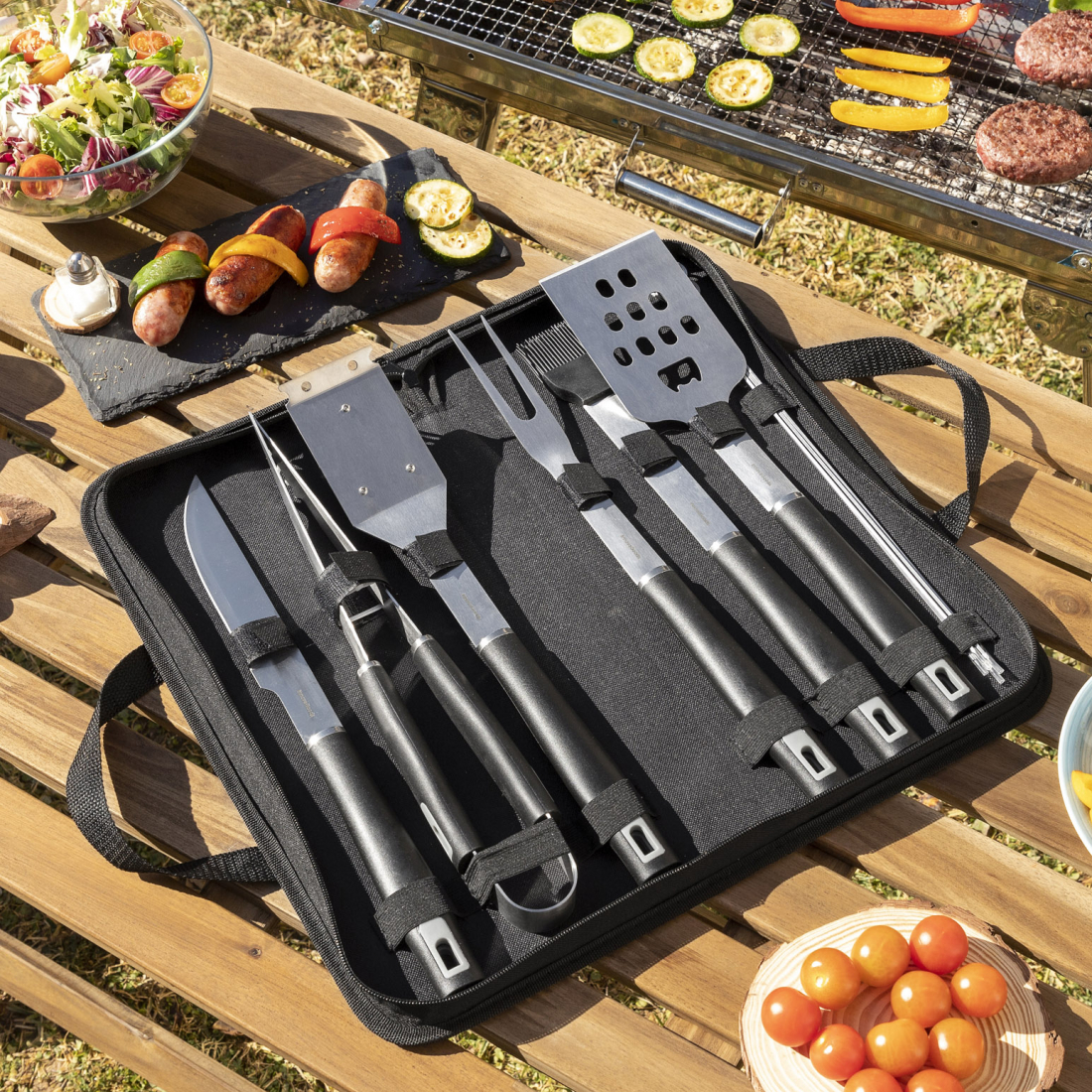 Grillzubehör-Set mit Tragetasche BBSet 12 Stücke