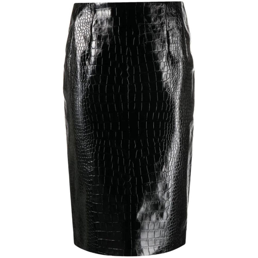 'Crocodile Embossed' Midi Rock für Damen