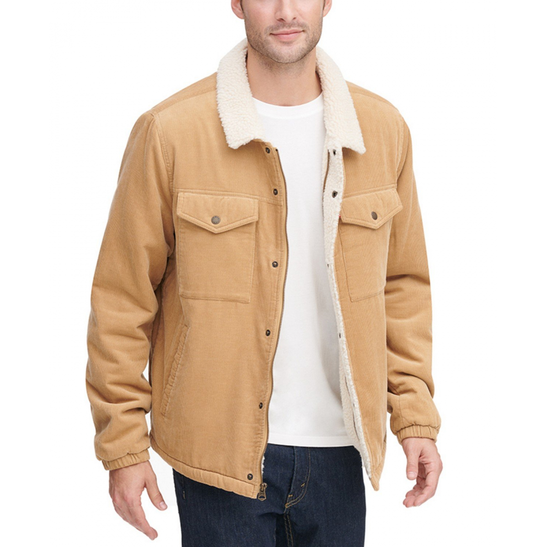 'Fleece-Lined Corduroy' Trucker Jacke für Herren