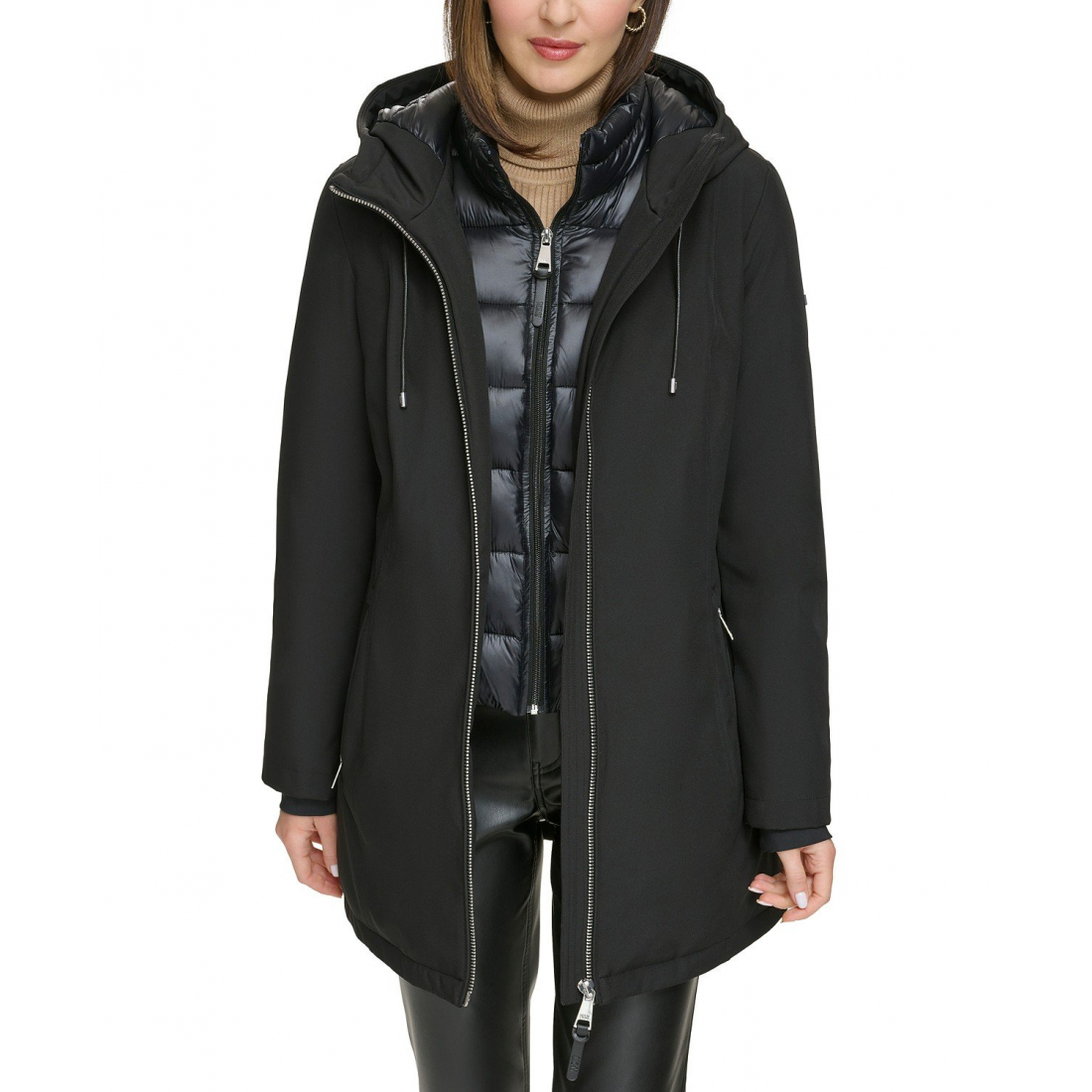 'Hooded Bibbed Zip-Front Puffer Coat' für Damen