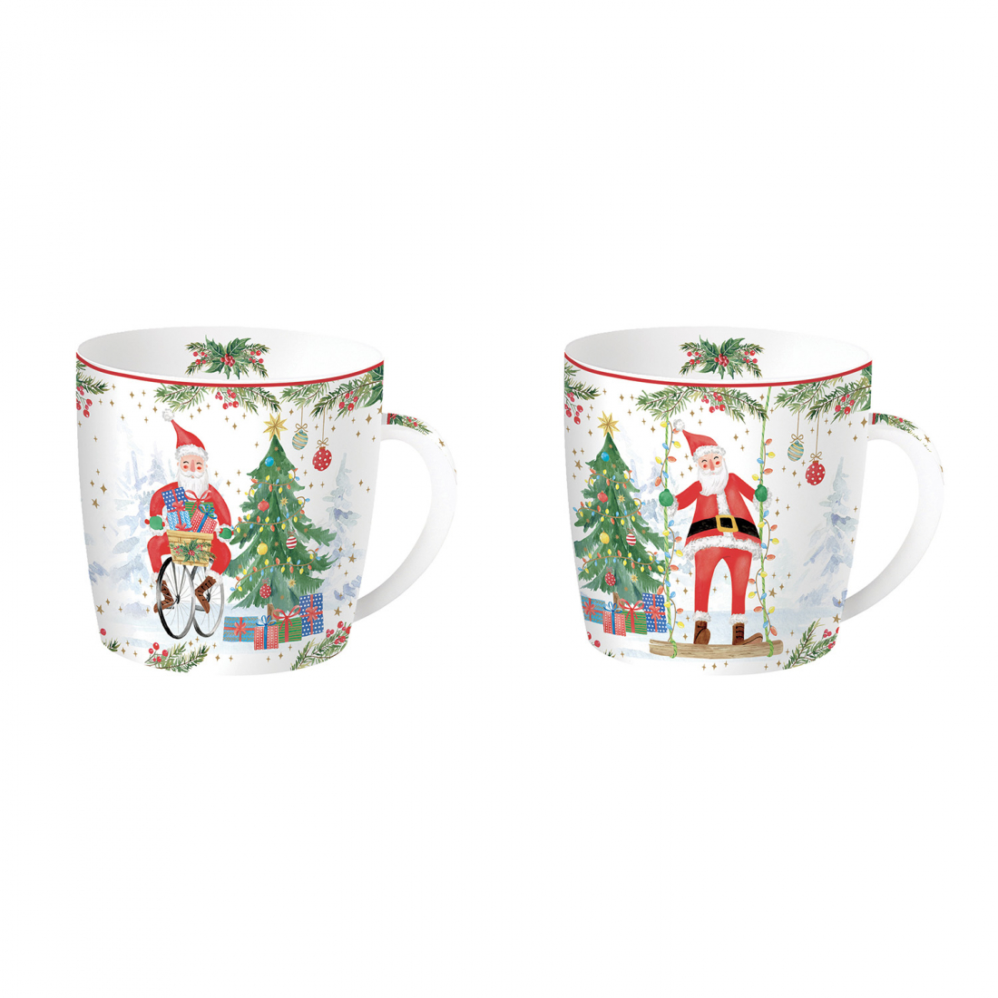 Set 2 Tasses 350 Ml En Porcelaine En C.B. Joyeux Père Noël