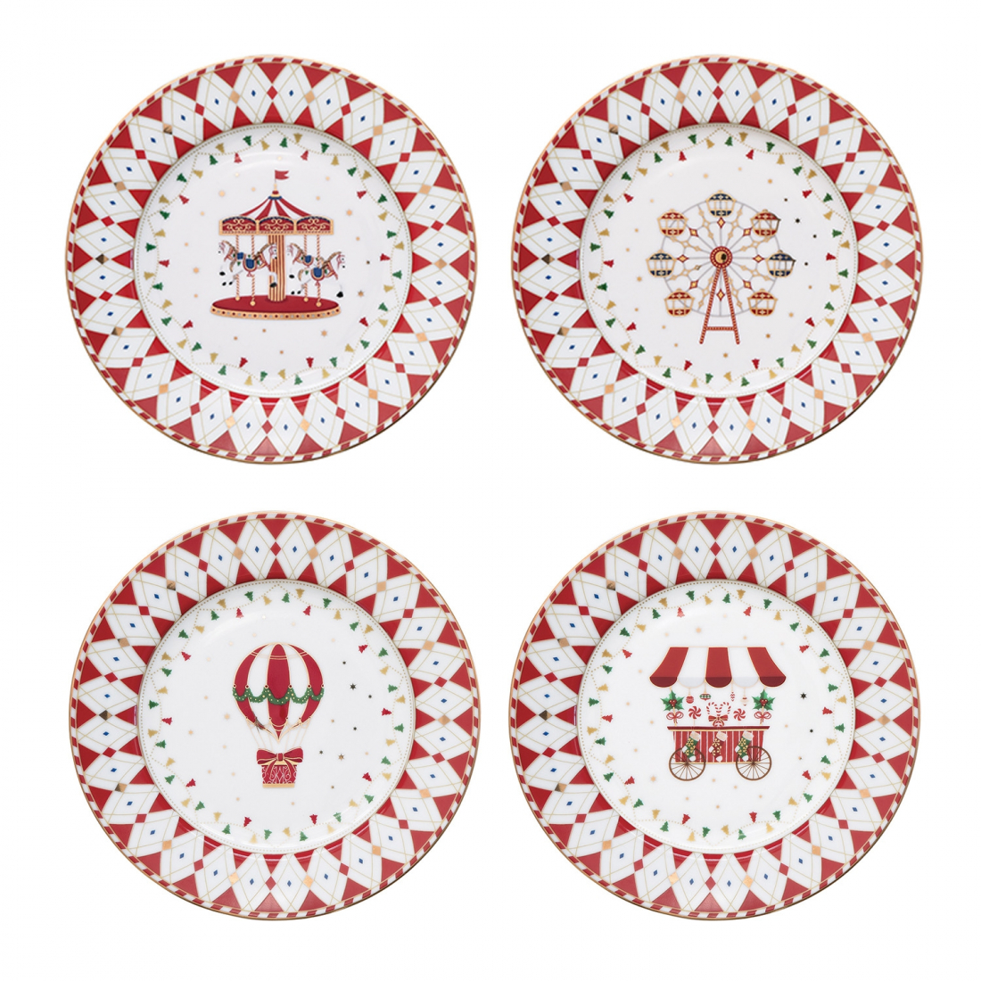 Set Of 4 Dessert Plates Ø 19 cm Christmas Wonderland