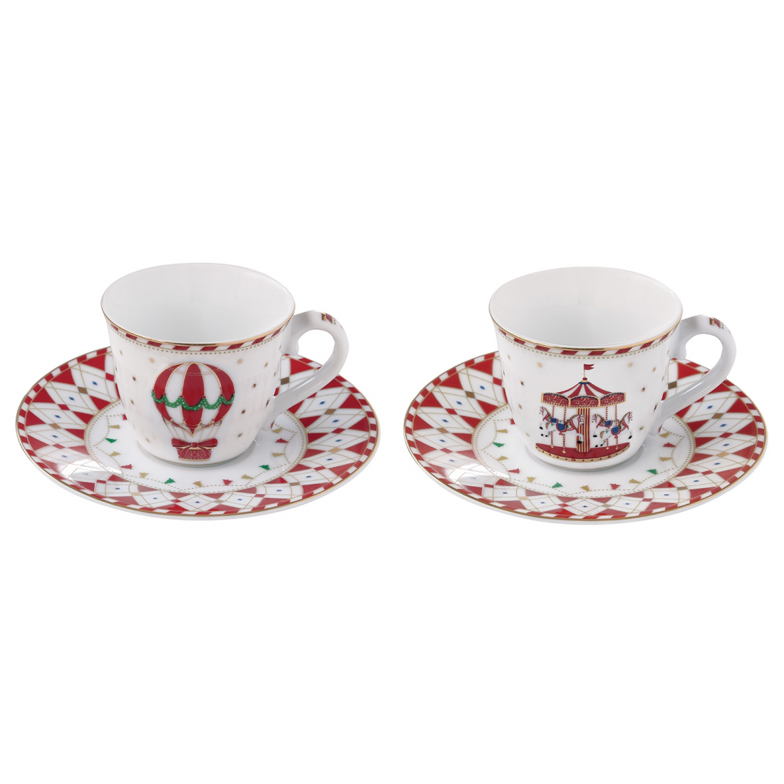 Set Of 2 Coffee Cups With Saucer 80 Ml Christmas Wonderland