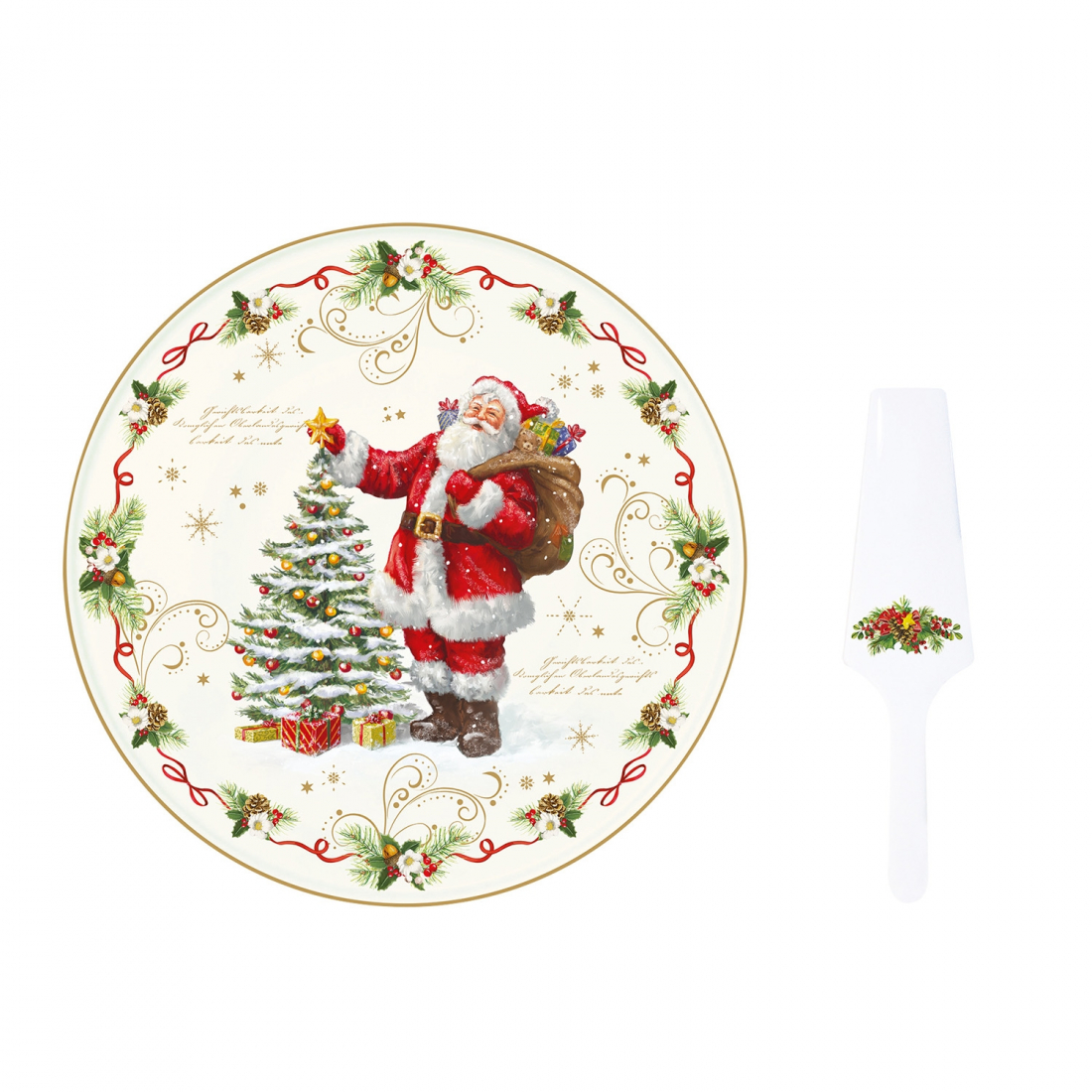 Assiette À Gâteau Ø 32 cm Avec Cuillère En Porcelaine Magic Christmas