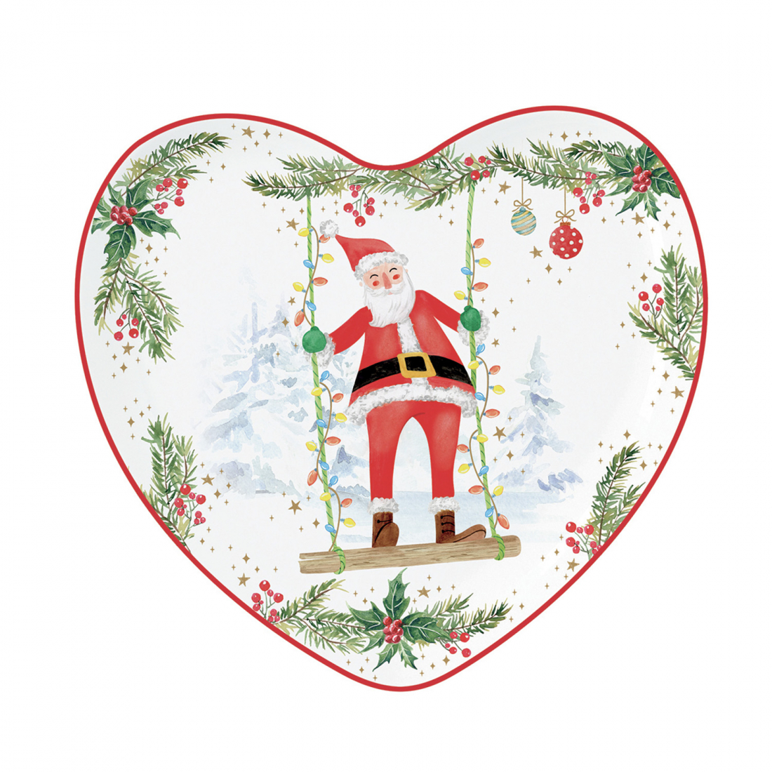 Heart Plate 20X19 cm In Color Box Joyful Santa