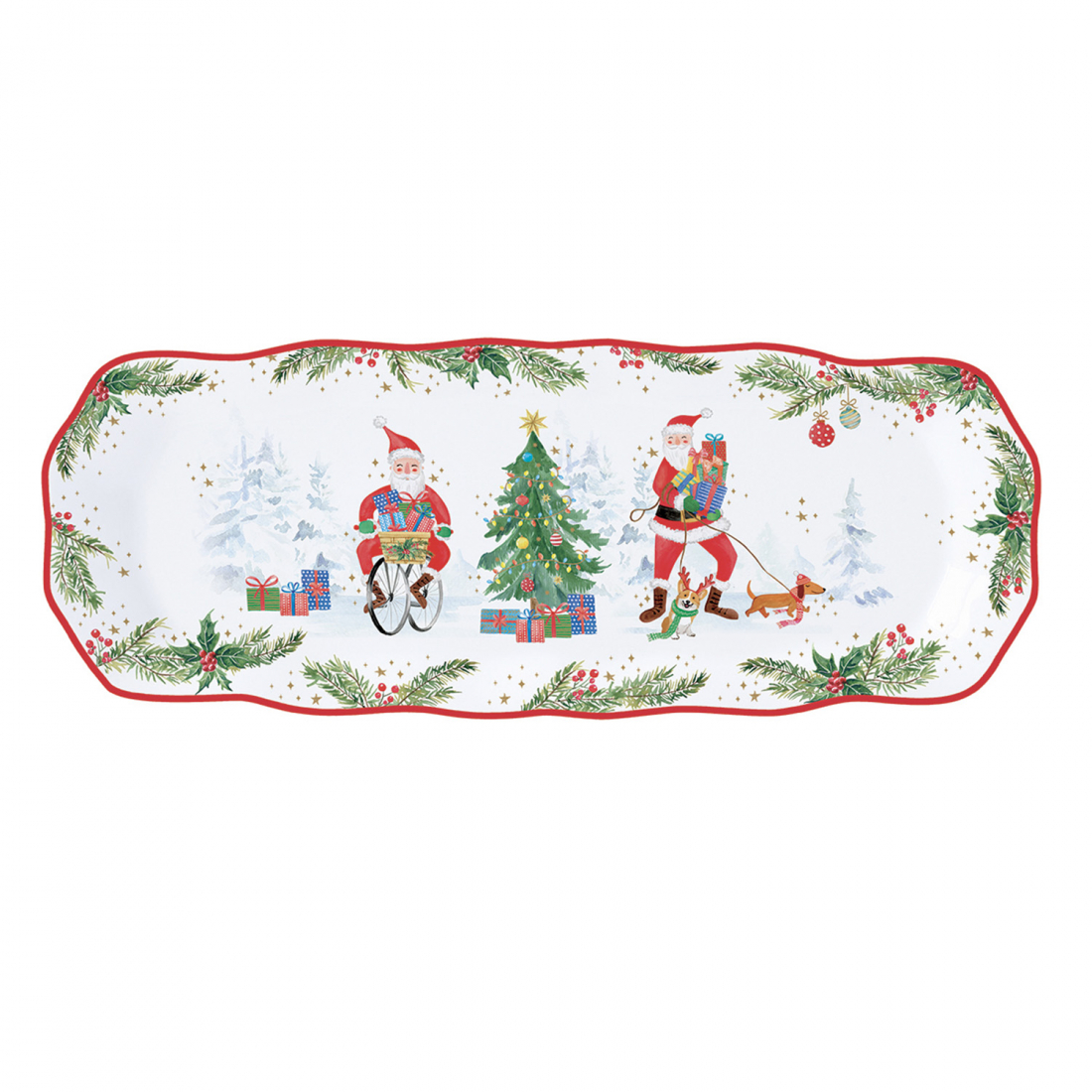 Tray 37X14 cm In C.B. Porc. Joyful Santa