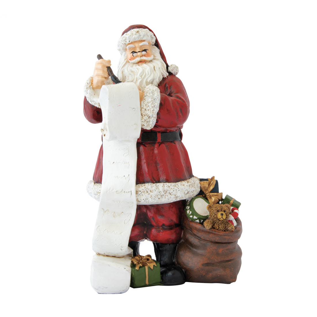 Polyresin Santa Claus Figurine With Gift List Christmas Figurines