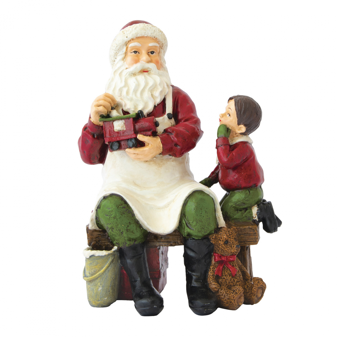 Polyresin Santa Claus Figurine With Child Christmas Figurines