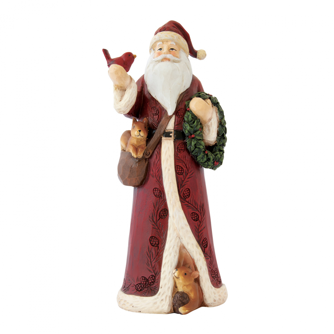 Polyresin Santa Claus Figurine With Bird Christmas Figurines