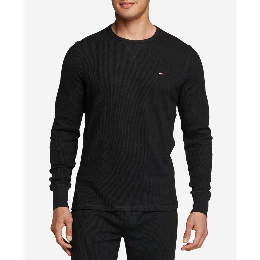 'Waffle-Knit Long-Sleeve Crewneck Thermal Top' für Herren