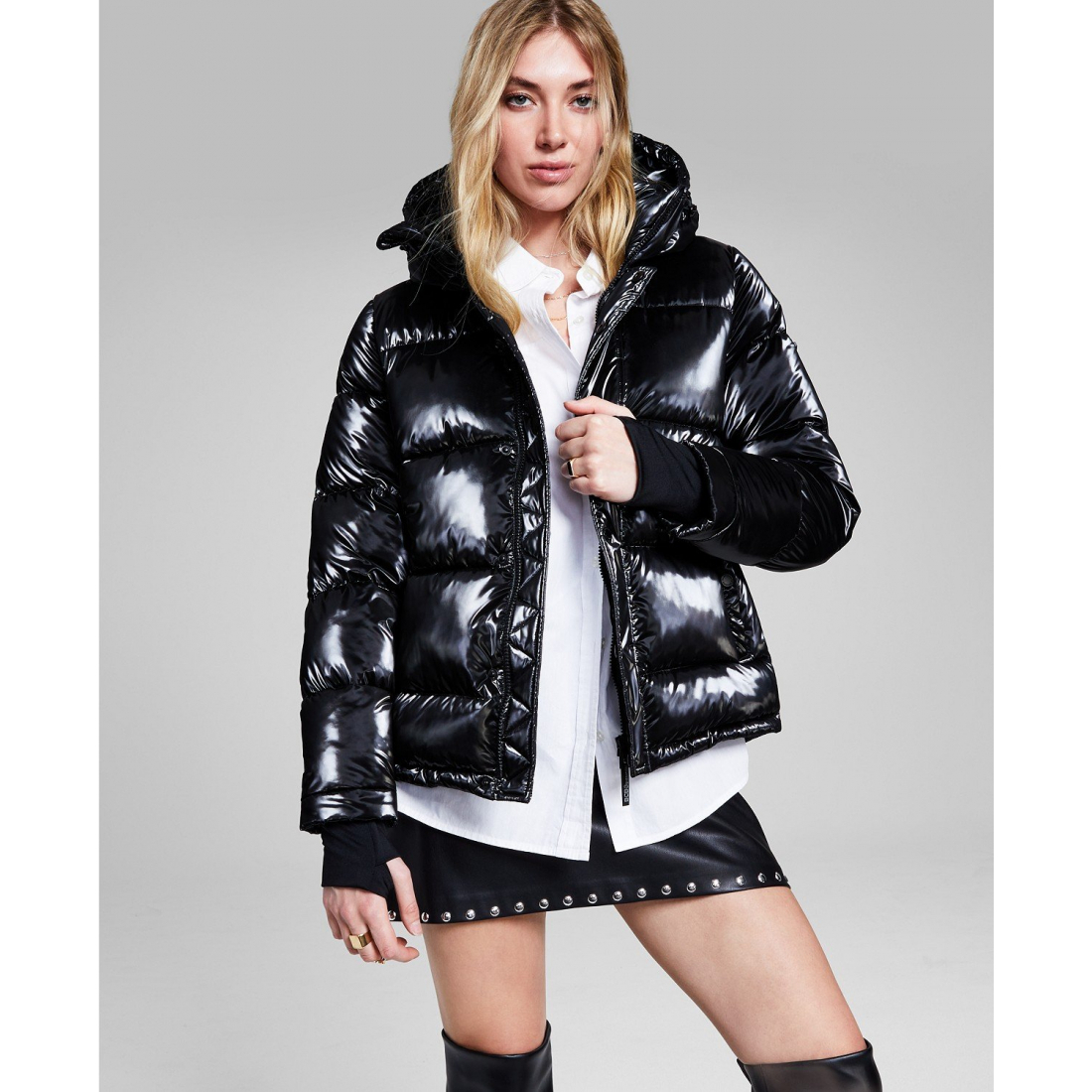 Women's 'Hooded Thumbhole-Cuff' Puffer Coat