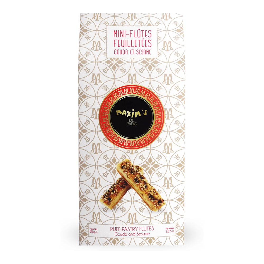 Mini puff flutes | Gouda and sesame