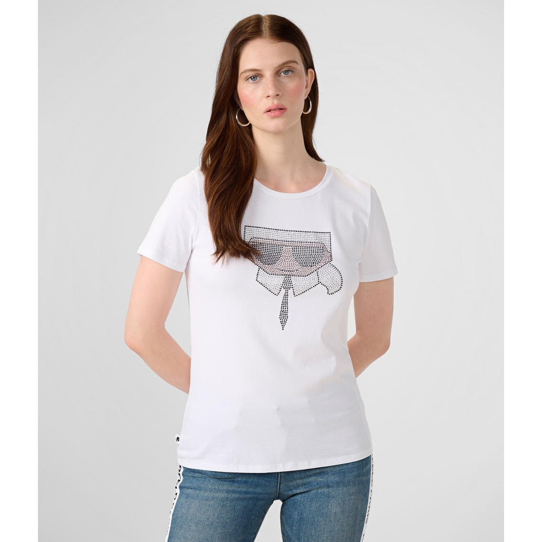 'Karl Sequin Head' T-Shirt für Damen